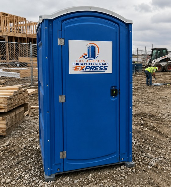 Porta potty rental placed at a commercial work site in Los Angeles