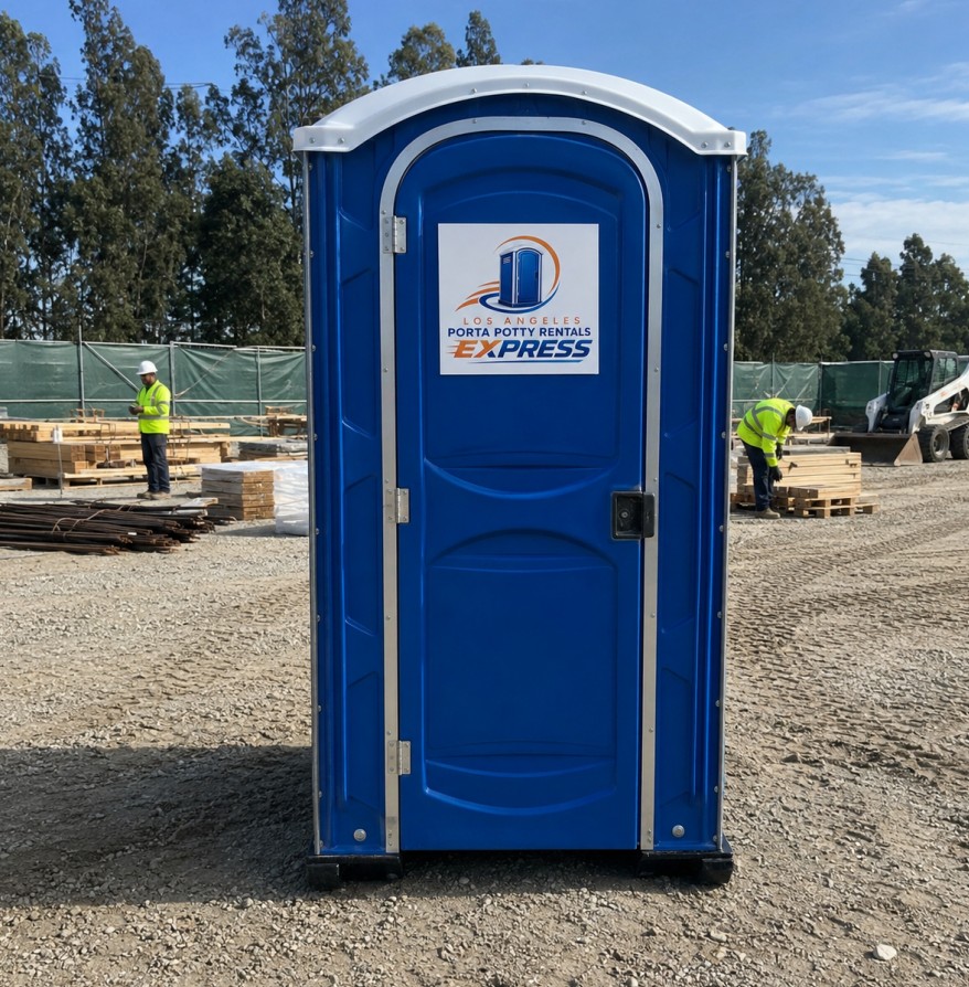 Porta potty rental unit delivered to a Los Angeles job site